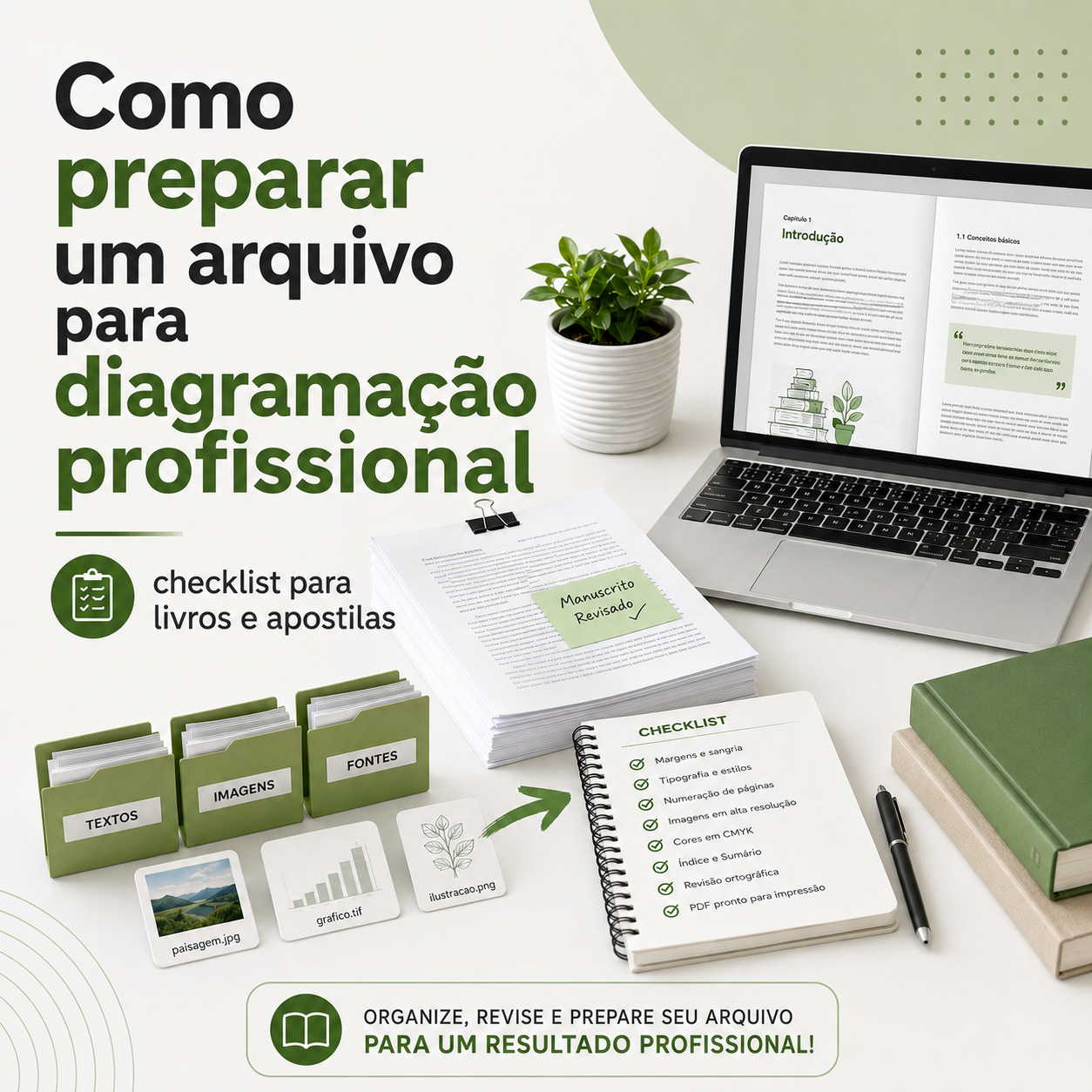 Organização de textos, imagens e arquivos antes da diagramação profissional