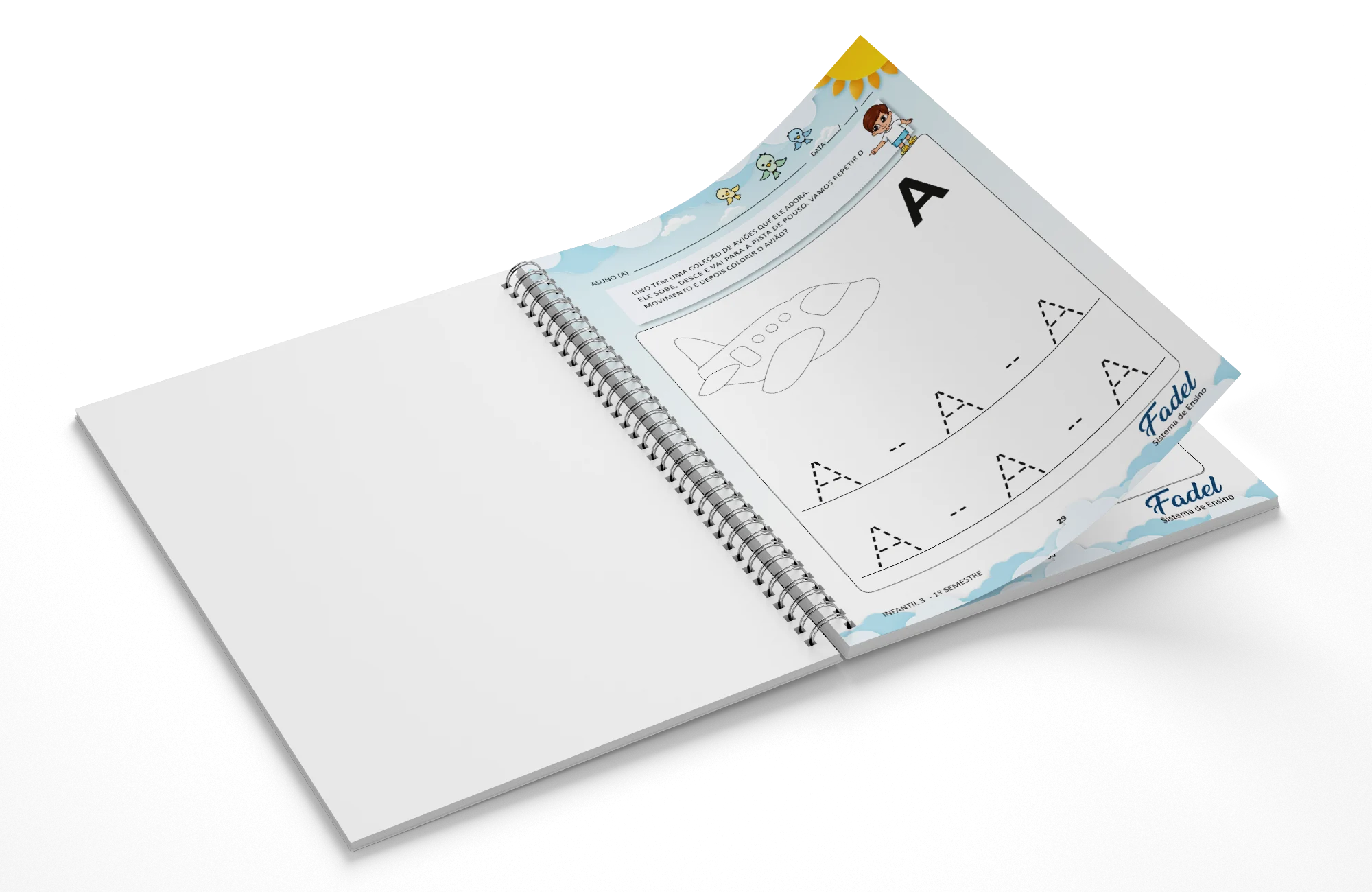 Exemplo de página final da coleção infantil com atividade diagramada